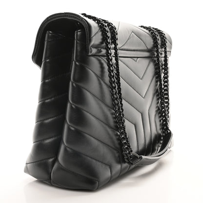 Saint Laurent Calfskin Y Quilted Monogram Monochrome Medium Loulou Chain Satchel Black 3 of 10
