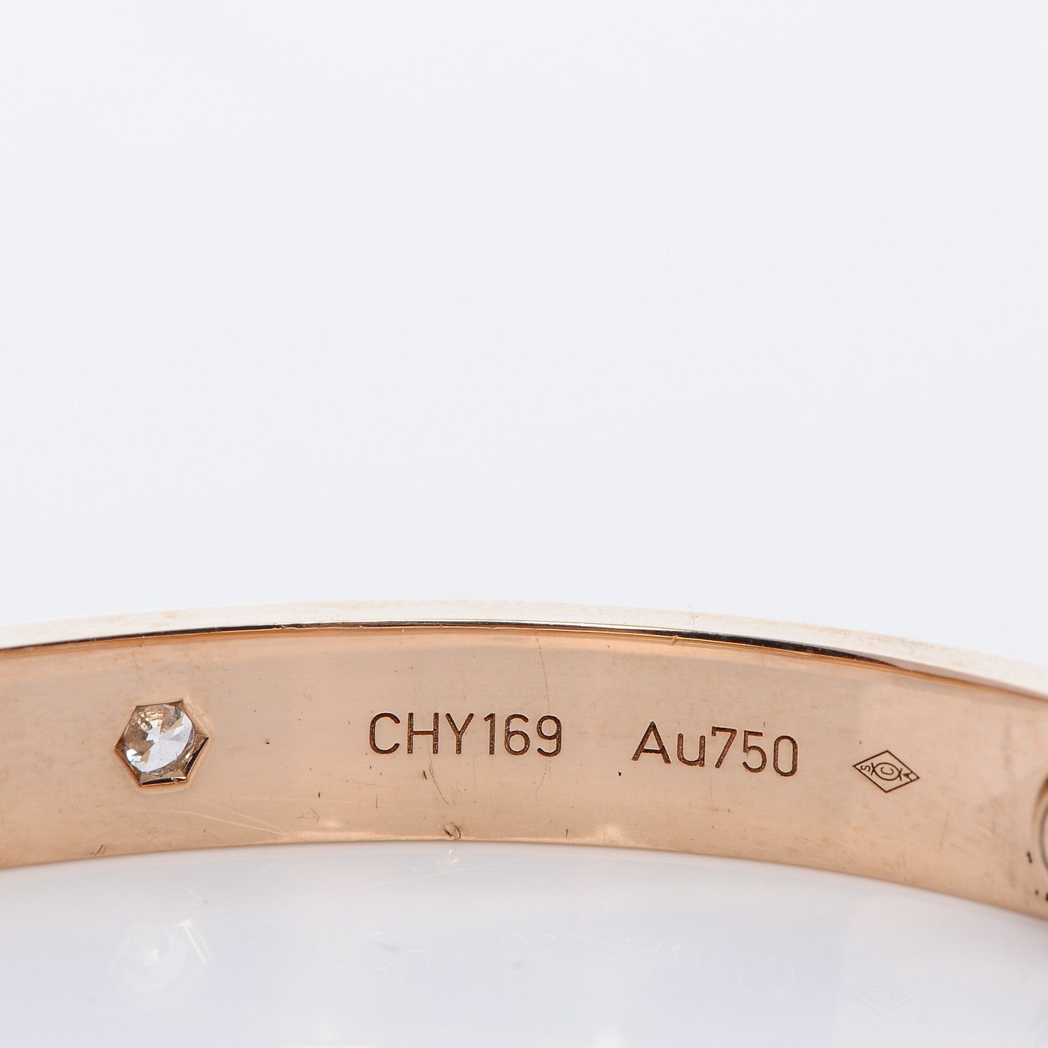 Cartier 18K Pink Gold 4 Diamond LOVE Bracelet 17 5 of 7