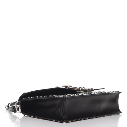 Prada City Calfskin Orchid Print Studded Elektra Shoulder Bag Fuoco Black 4 of 9
