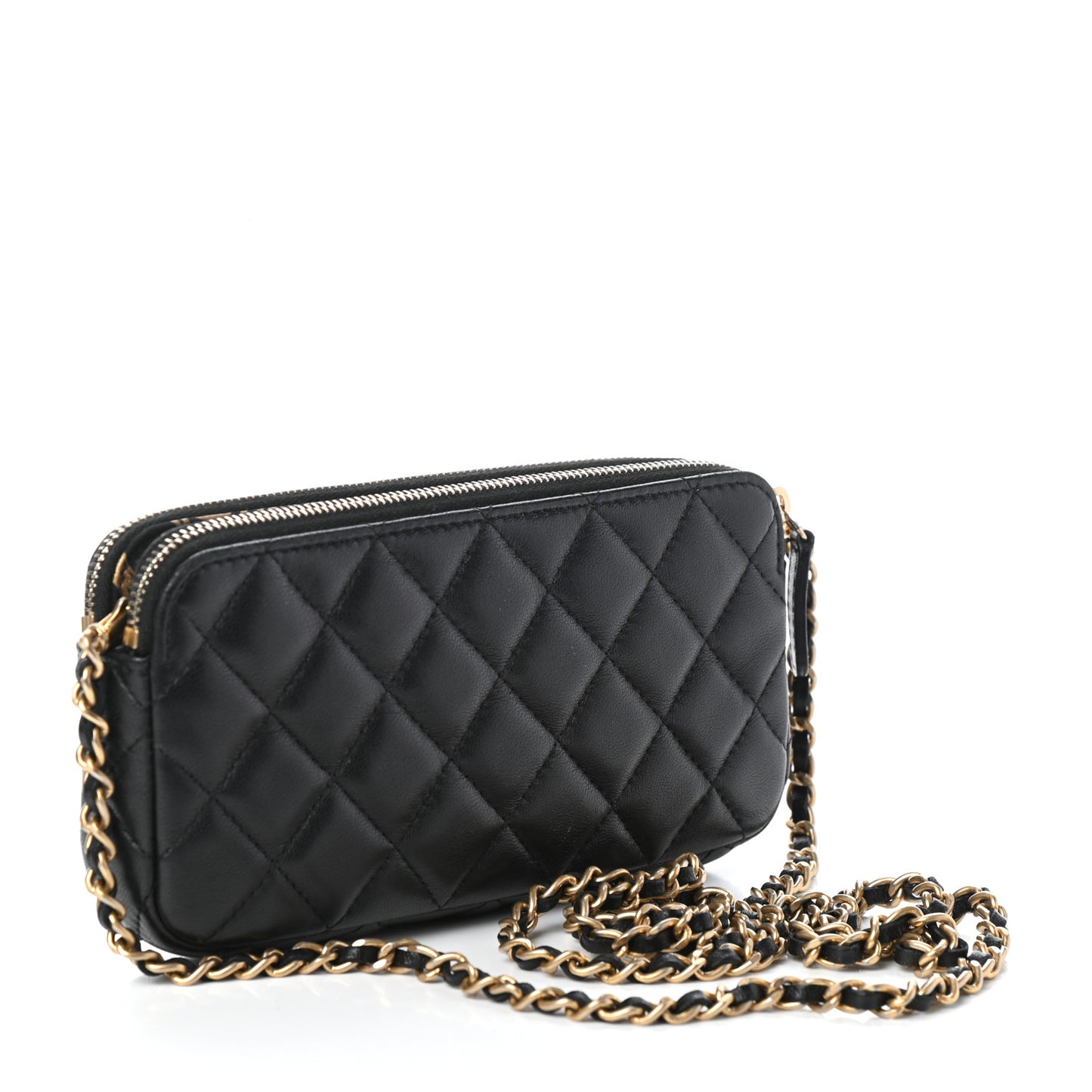 Calfskin Quilted Small Graffiti Clutch With Chain Black