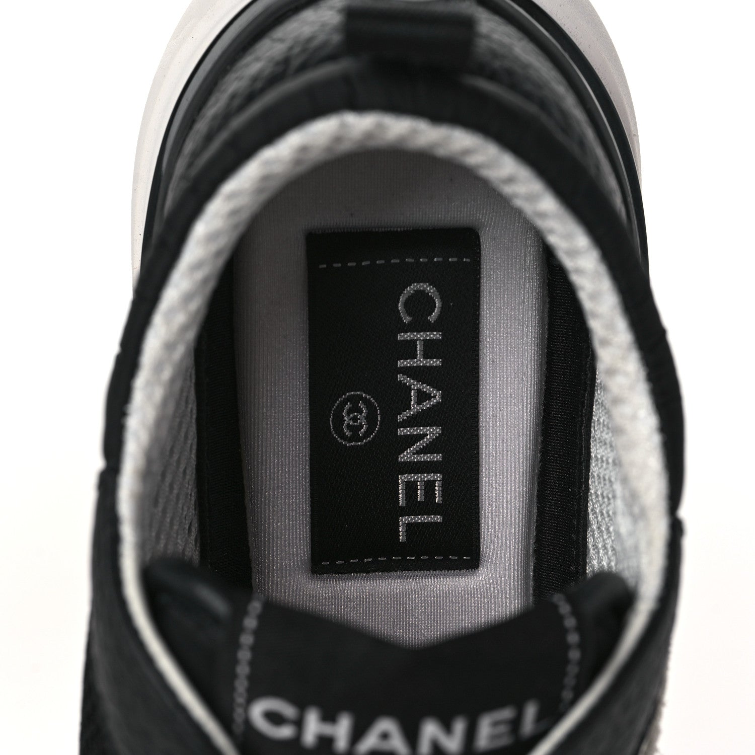 Chanel Calfskin Mesh Lycra Suede Womens Logo Sneakers 35.5 Black 6 of 7