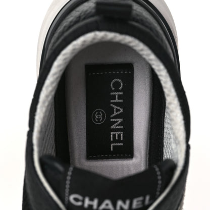 Chanel Calfskin Mesh Lycra Suede Womens Logo Sneakers 35.5 Black 6 of 7