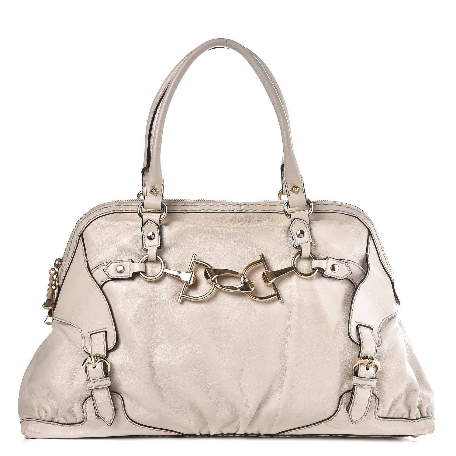 Gucci Calfskin Medium Horsebit Nail Boston Off White 1 of 13