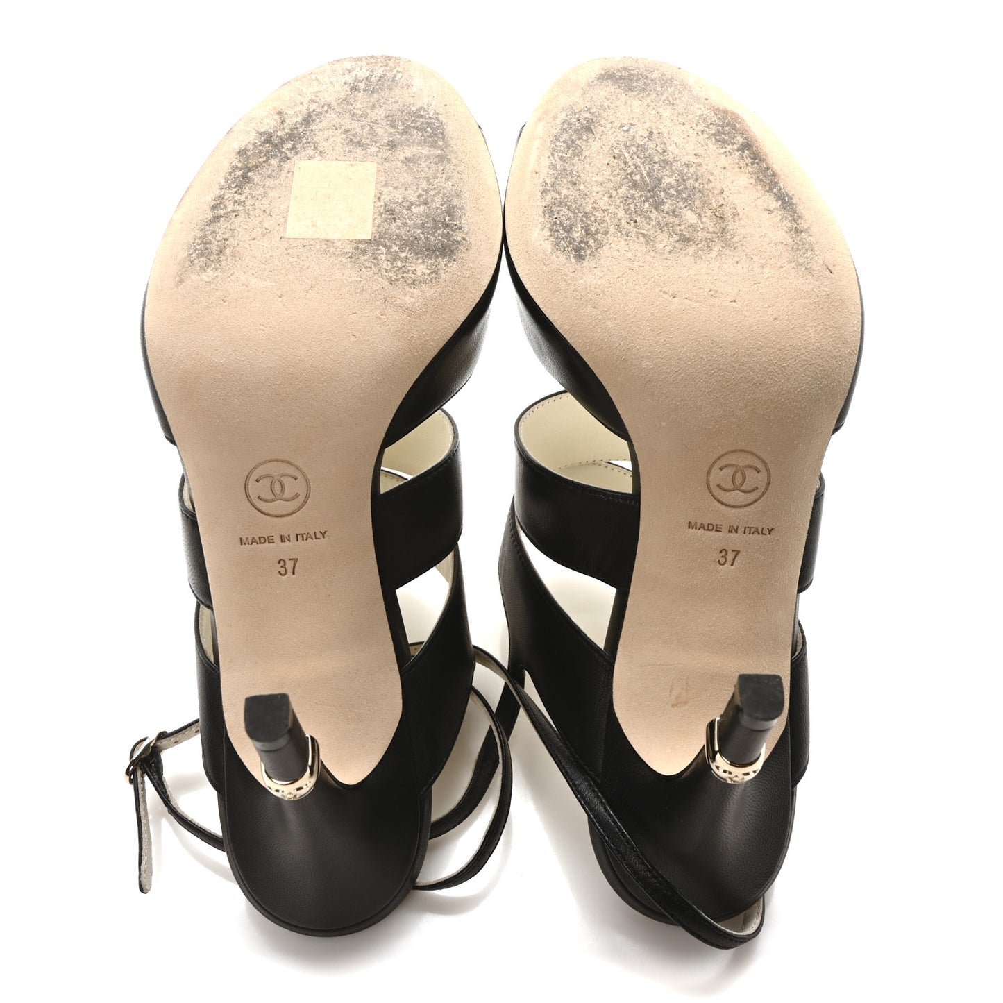 Lambskin CC Strappy Sandal 37 Black