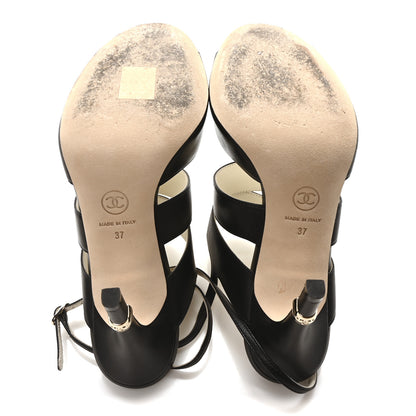 Chanel Lambskin CC Strappy Sandal 37 Black 6 of 9