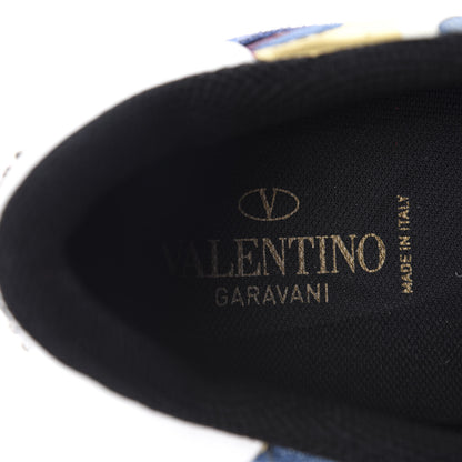 Valentino Garavani Denim Suede Camustars Mens Rockrunner Sneakers 44 Blue Red 7 of 8
