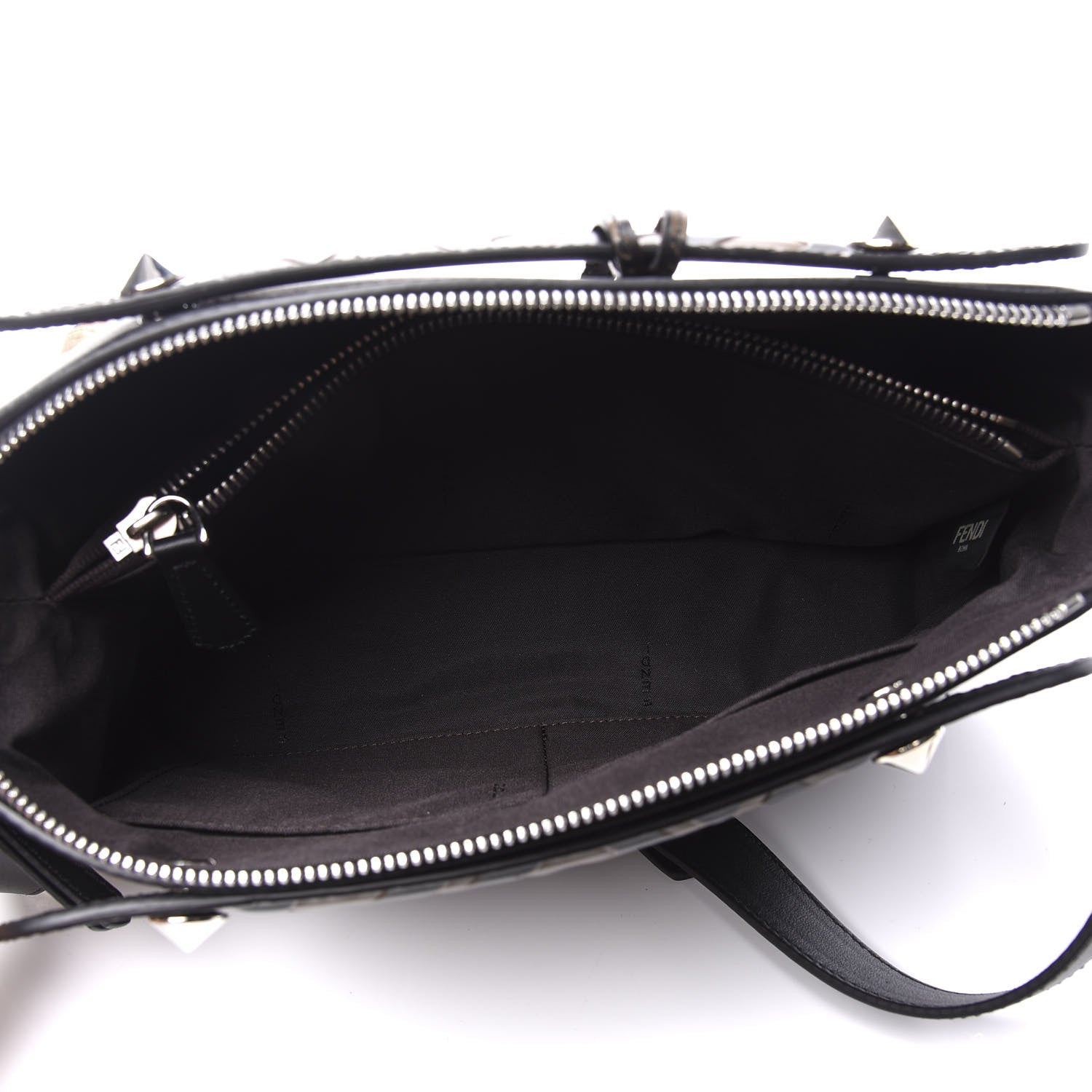Fendi Vitello Dolce Bi-Color FF 1974 Embossed Medium By The Way Boston Bag Black Maya 6 of 12
