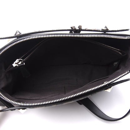Fendi Vitello Dolce Bi-Color FF 1974 Embossed Medium By The Way Boston Bag Black Maya 6 of 12