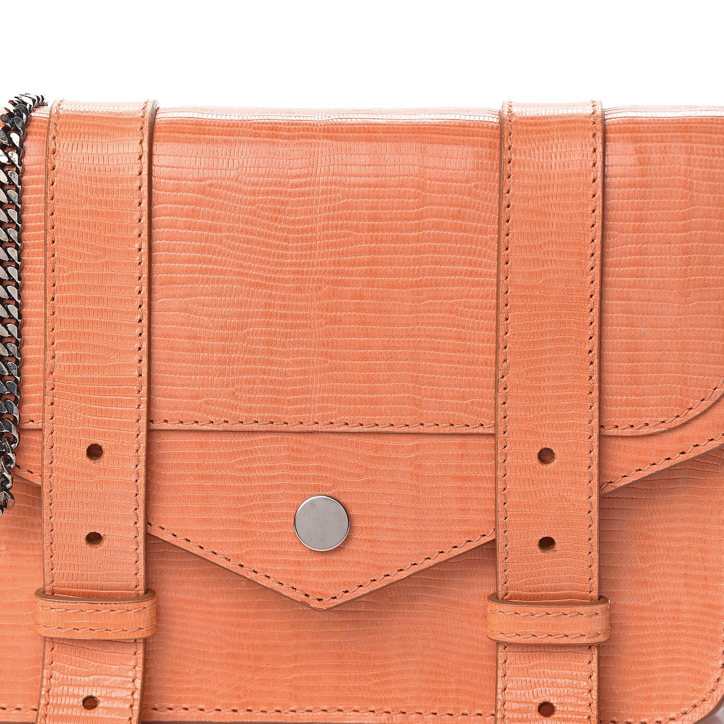 Calfskin Lizard Embosed Lizard PS1 Large Chain Wallet Grapefruit