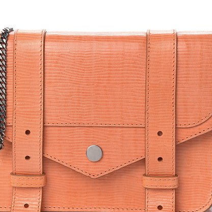 Proenza Schouler Calfskin Lizard Embosed Lizard PS1 Large Chain Wallet Grapefruit 10 of 11