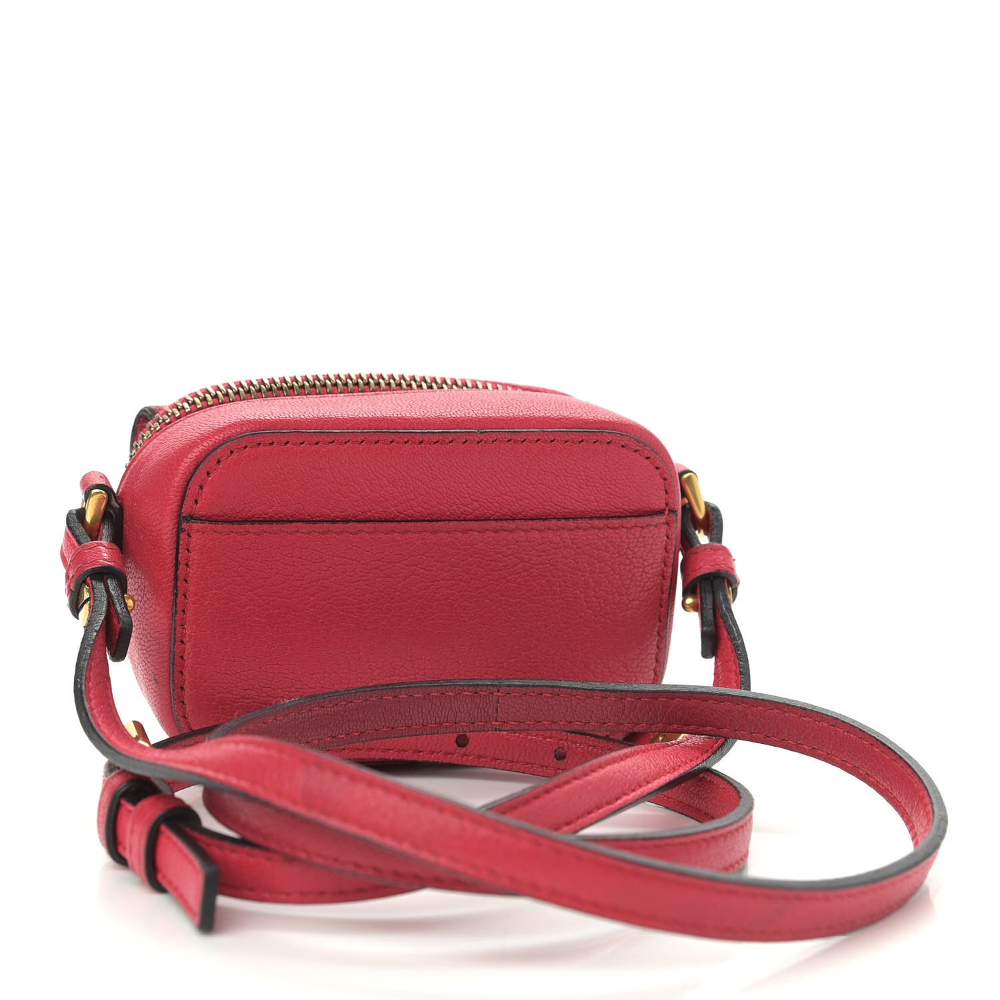 Goatskin Mini Saddle Shoulder Strap Pouch Red