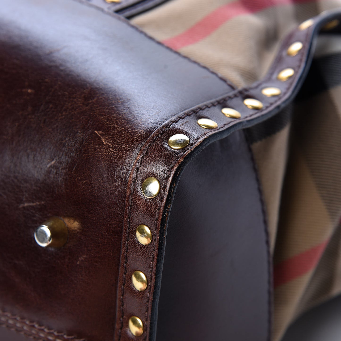 House Check Studded Large Greenham Tote Dark Tan