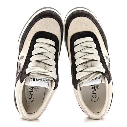 Chanel Suede Kidskin Womens CC Sneakers 36 Black White 2 of 10