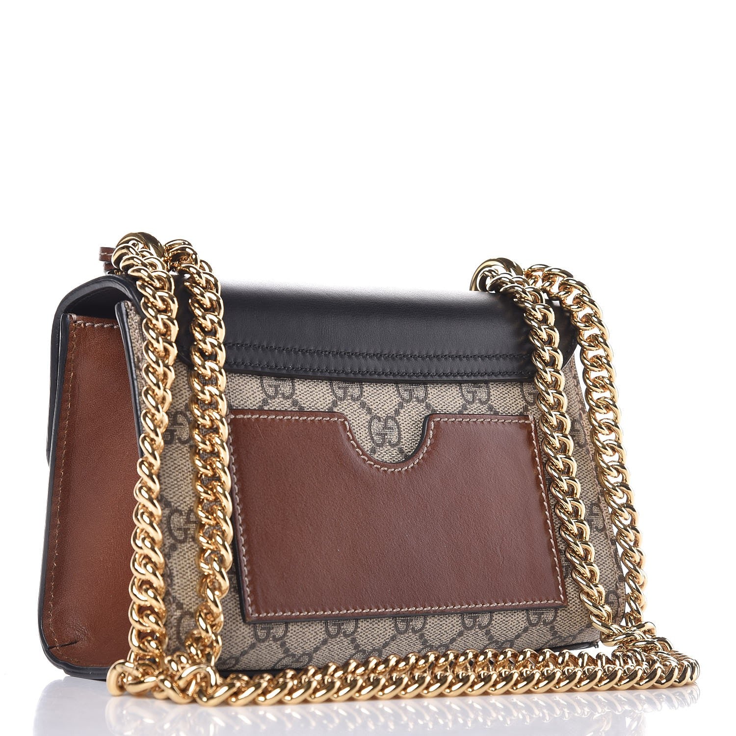 Gucci GG Supreme Monogram Calfskin Small Padlock Shoulder Bag Beige Black Cuir 10 of 15