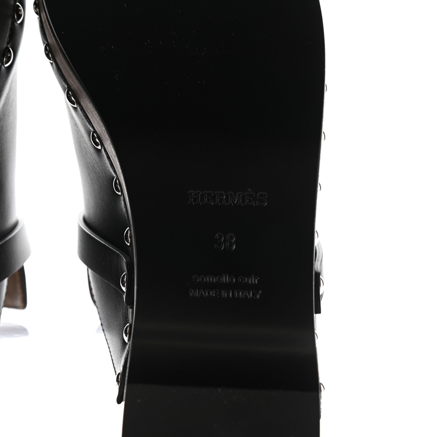 Hermes Calfskin Carlotta Mules 38 Black 6 of 7