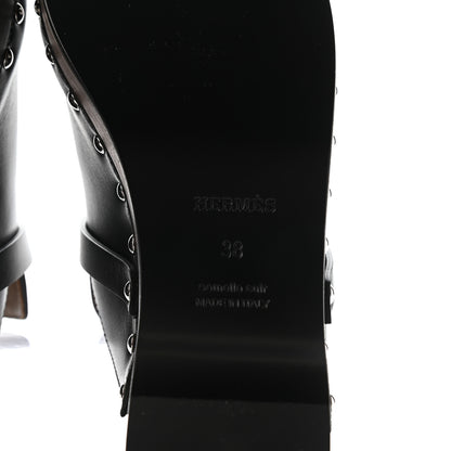 Hermes Calfskin Carlotta Mules 38 Black 6 of 7