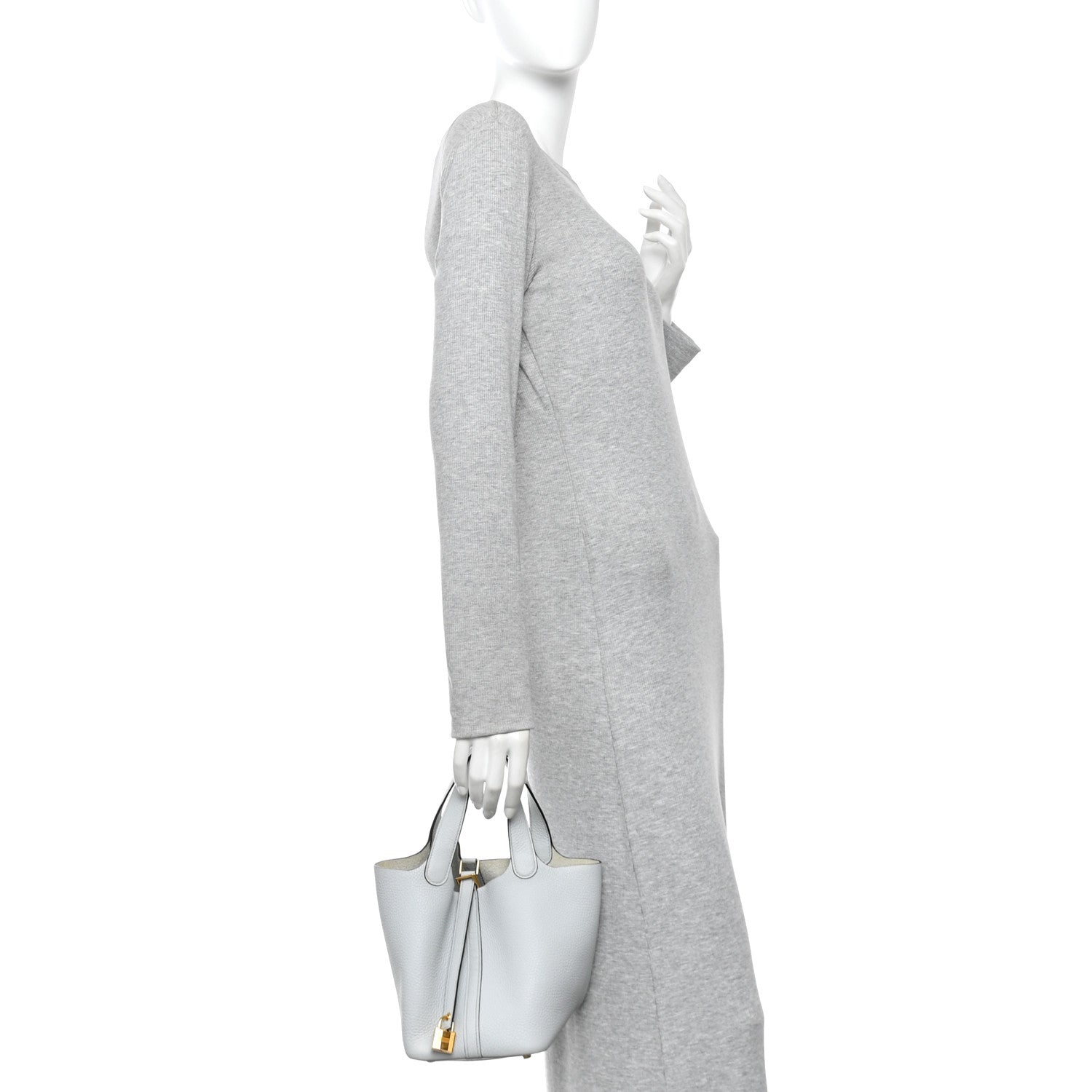 Hermes Taurillon Clemence Picotin Lock 18 PM Bleu Pale 2 of 12