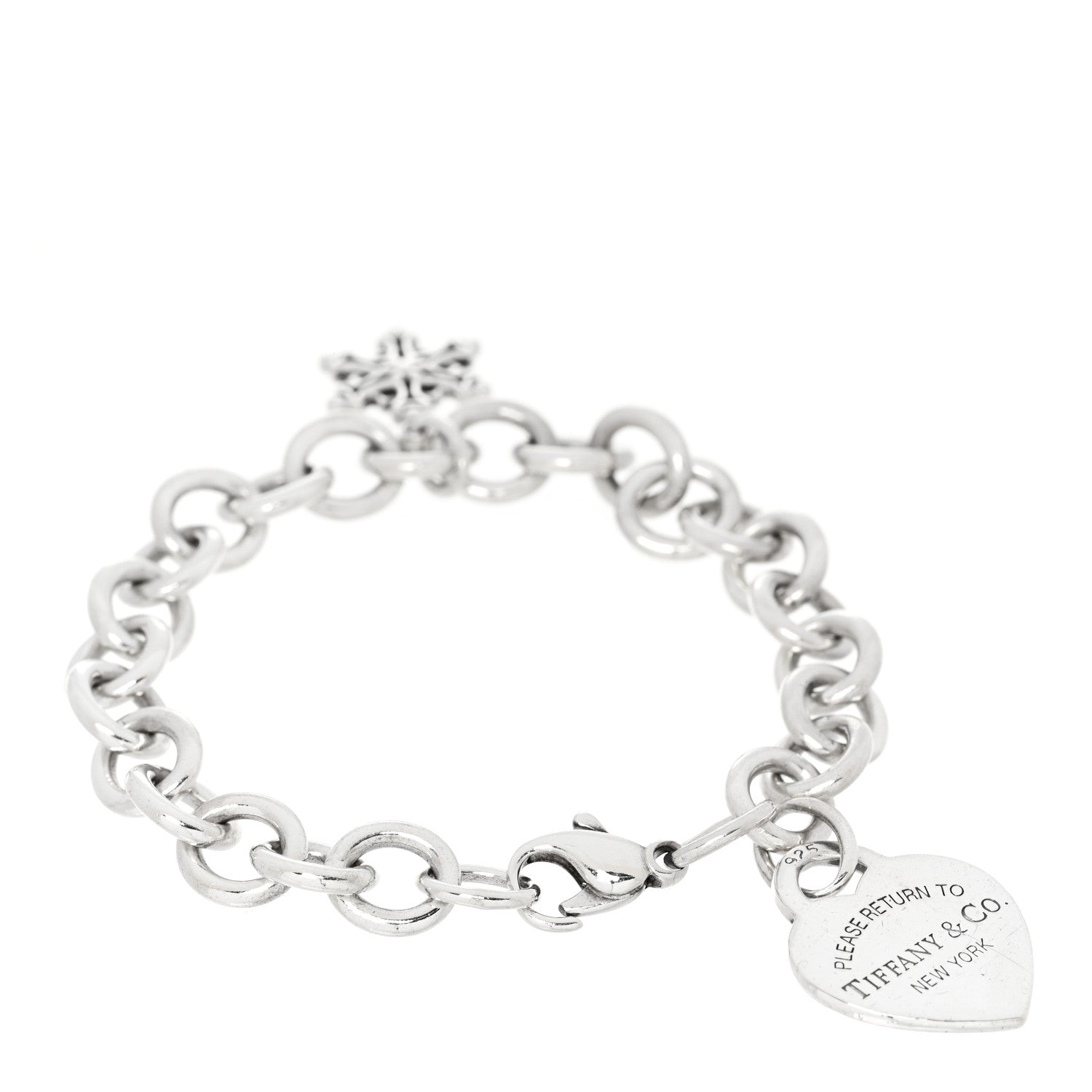 Tiffany Sterling Silver Return to Tiffany Heart Tag Snowflake Charm Bracelet 1 of 7