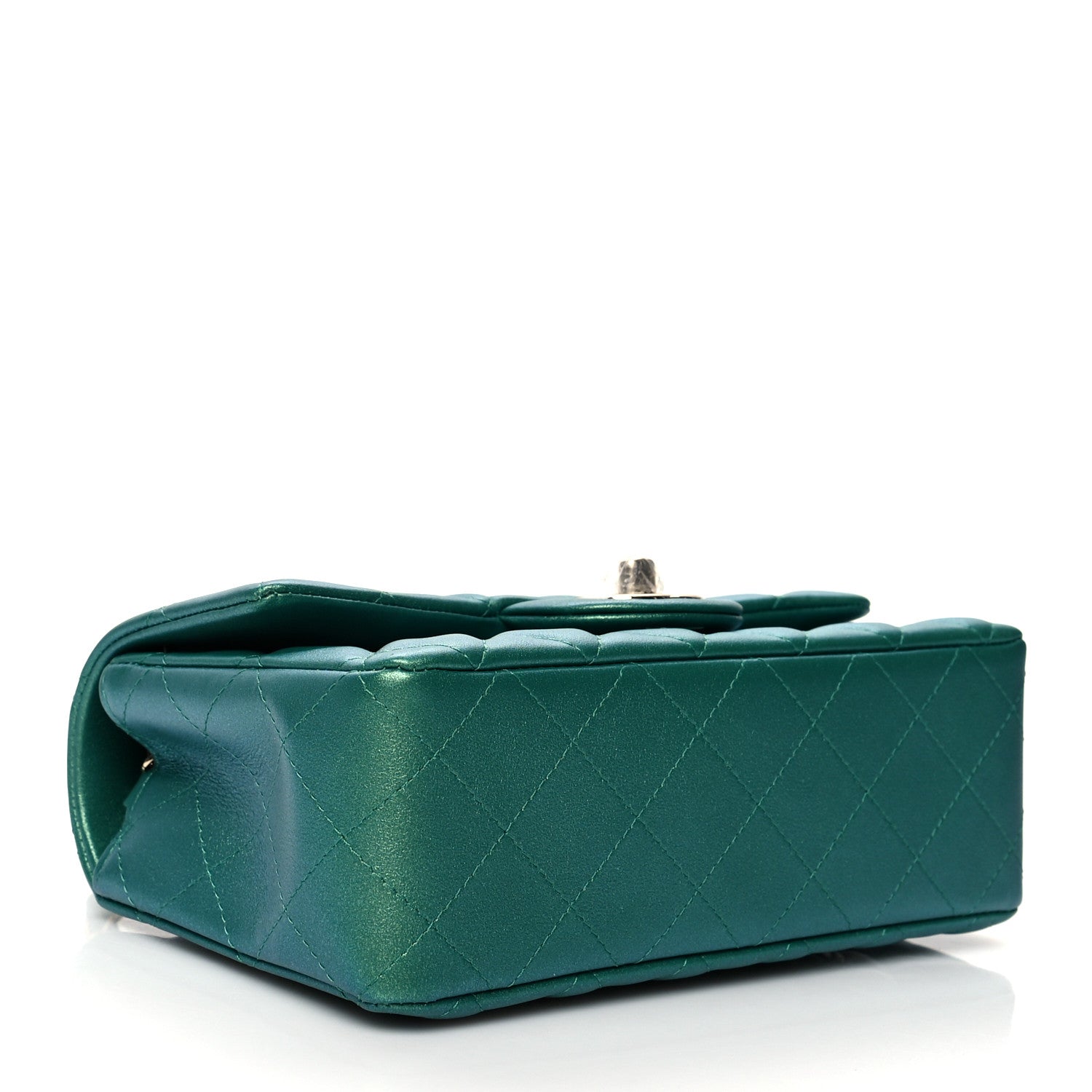 Chanel Iridescent Calfskin Quilted Mini Rectangular Flap Green 4 of 10