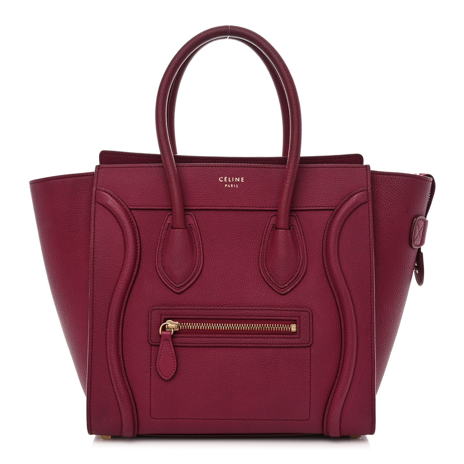 Celine Drummed Calfskin Micro Luggage Plum 1 of 12