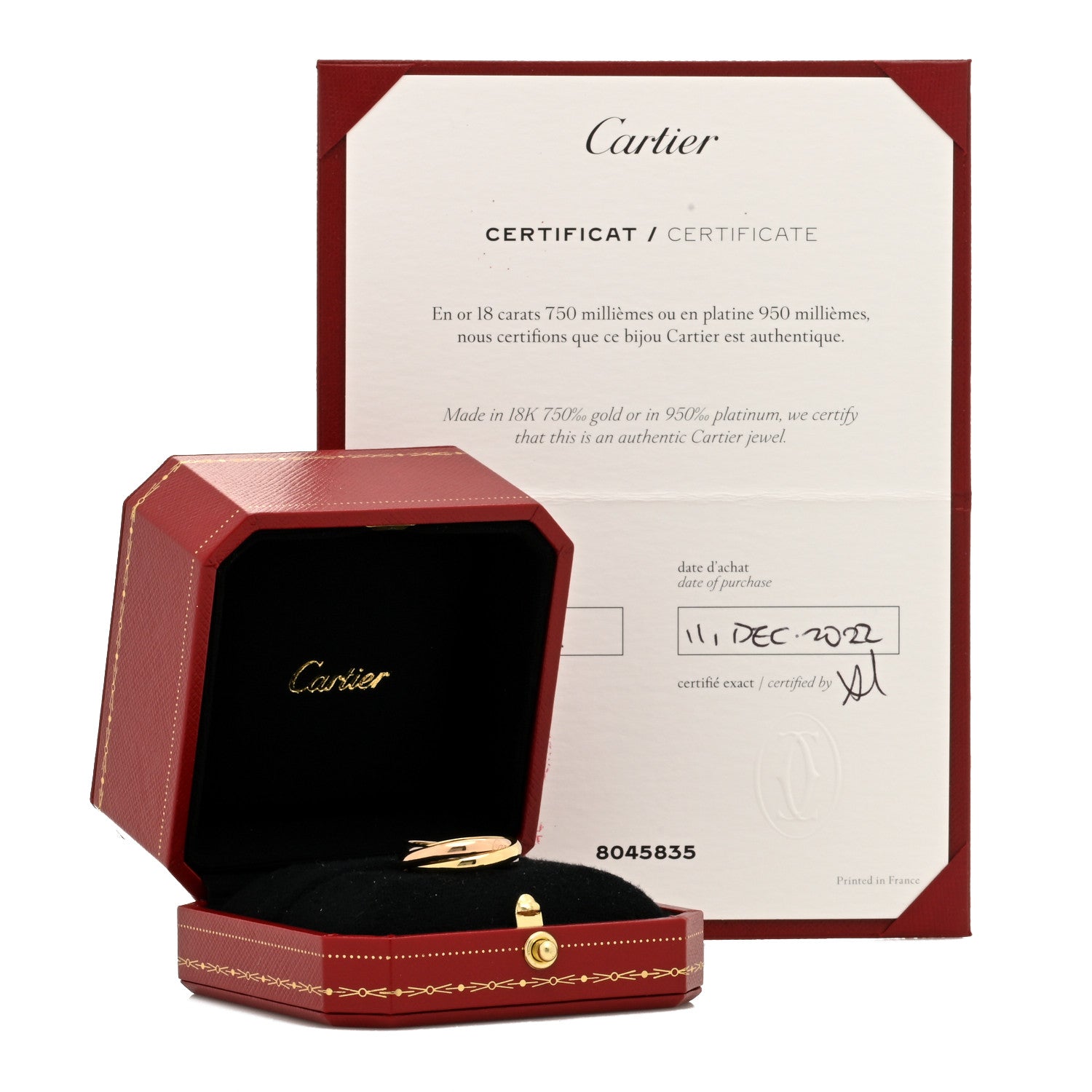 Cartier 18K Pink Yellow White Gold Small Trinity Ring 55 7.25 5 of 5
