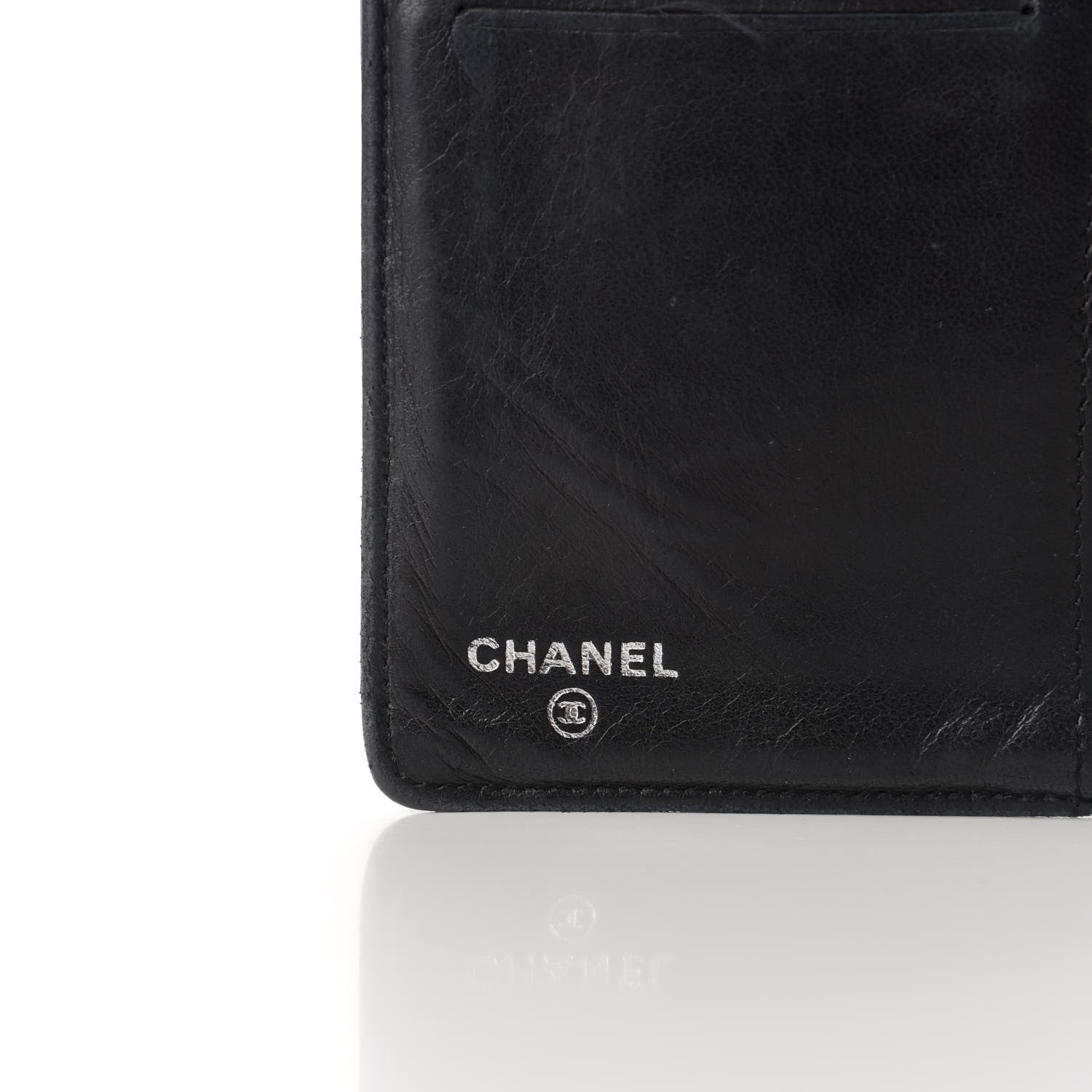 Chanel Lambskin Camellia Embossed Yen Wallet Black 6 of 11