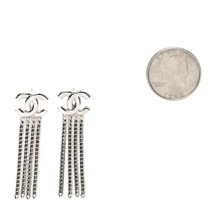 Chanel Metal Chain CC Drop Earrings Silver 2 of 4