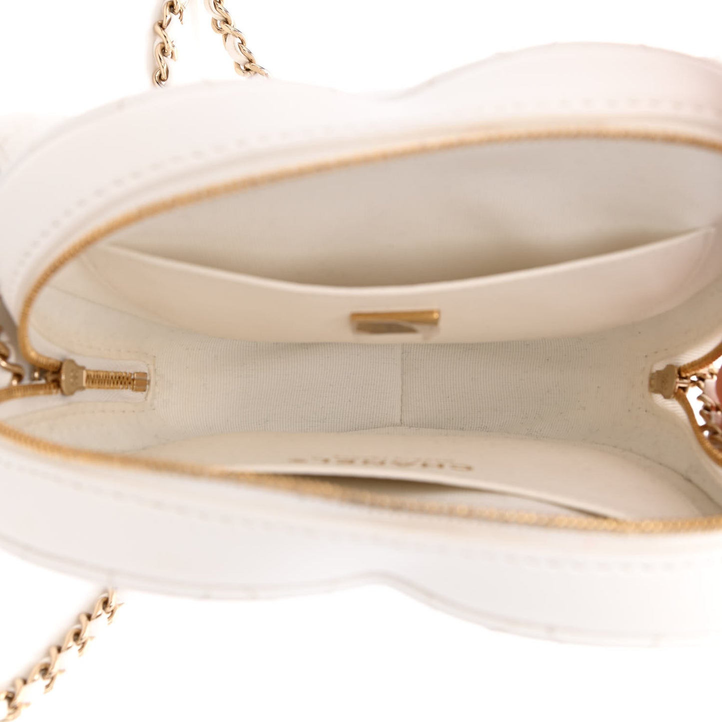 Lambskin Quilted CC In Love Heart Bag White