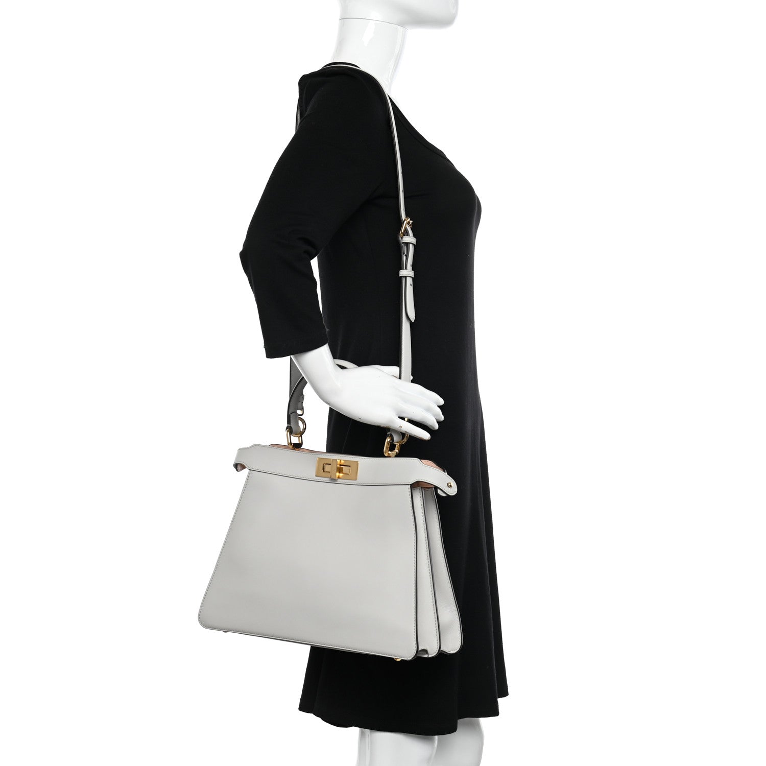 Fendi Vitello Seta Shiny Nappa Medium Peekaboo I SEE U Satchel Ghiaia Light Rose 2 of 14