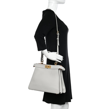 Fendi Vitello Seta Shiny Nappa Medium Peekaboo I SEE U Satchel Ghiaia Light Rose 2 of 14