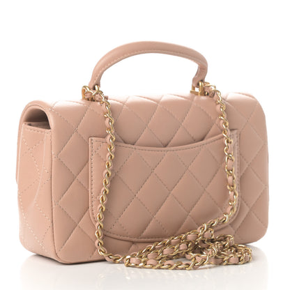 Chanel Lambskin Quilted Mini Top Handle Rectangular Flap Beige 3 of 10