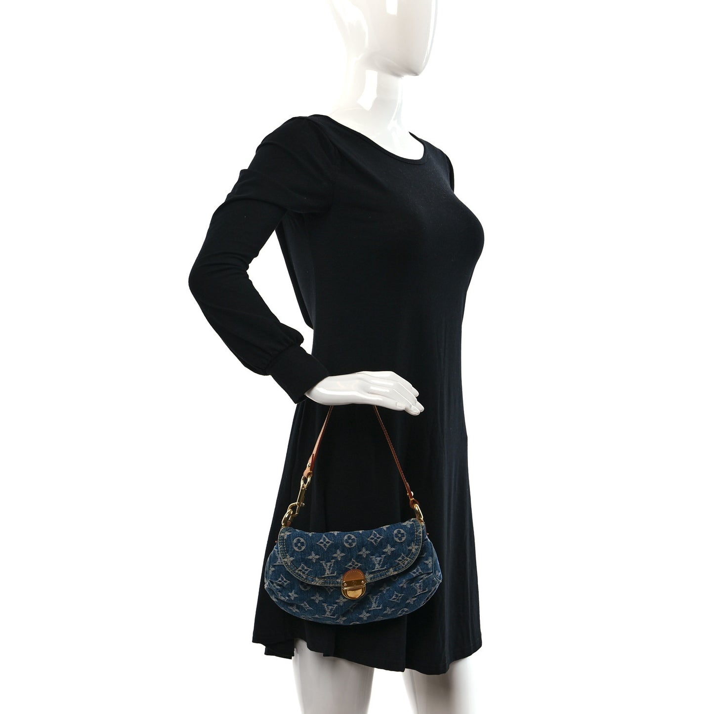 Monogram Denim Mini Pleaty Blue