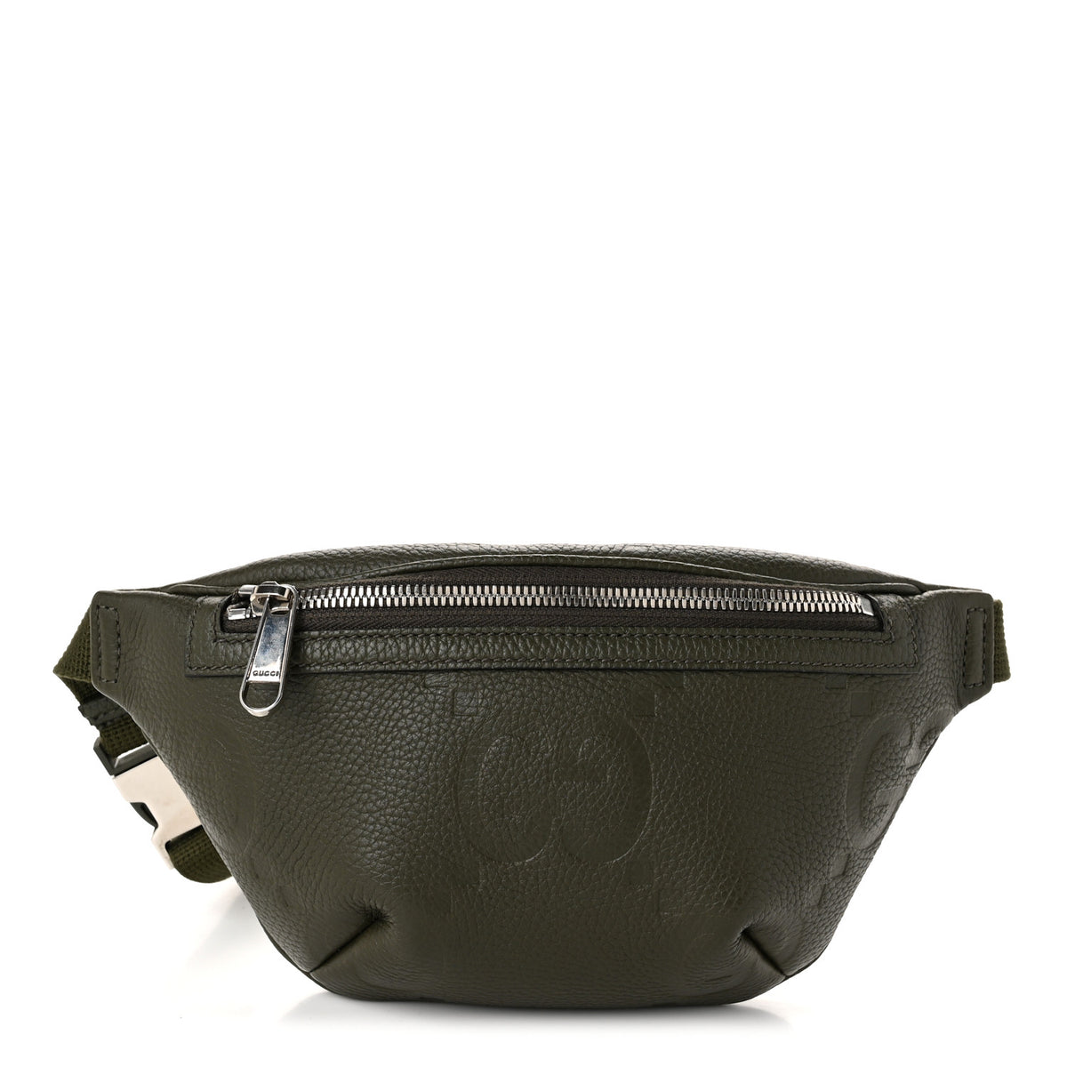 Piuma Calfskin Jumbo GG Embossed Small Belt Bag Dark Green