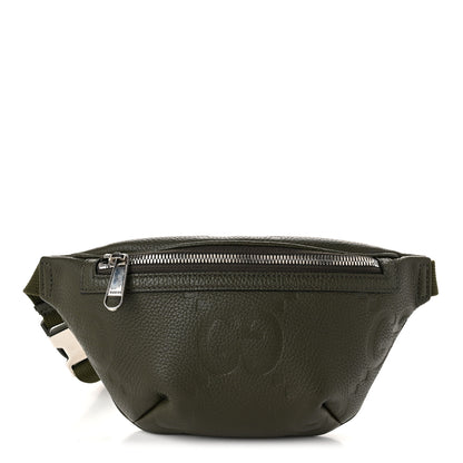Gucci Piuma Calfskin Jumbo GG Embossed Small Belt Bag Dark Green 1 of 10