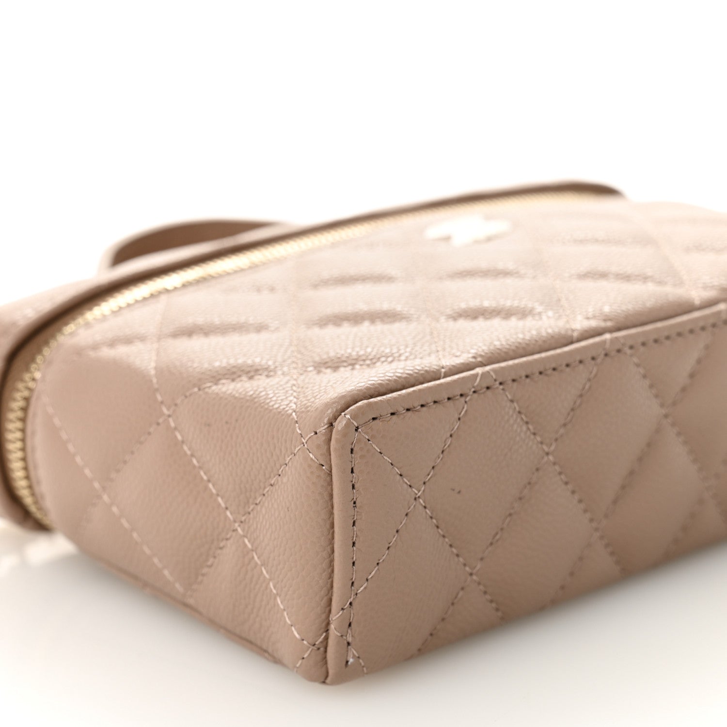 Chanel Caviar Quilted Top Handle Slim Vanity With Chain Dark Beige 9 of 11