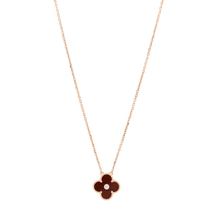 Van Cleef & Arpels 18K Rose Gold Diamond Bulls Eye Vintage Alhambra Pendant Necklace 1 of 5