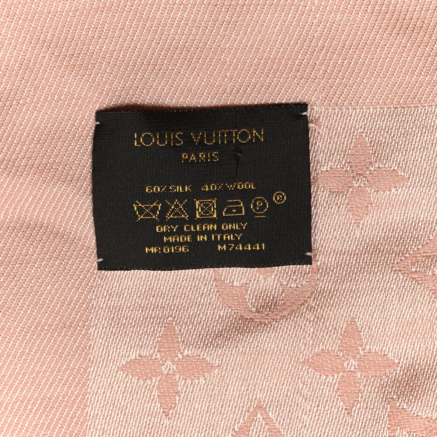 Silk Wool Monogram Denim Shawl Pink