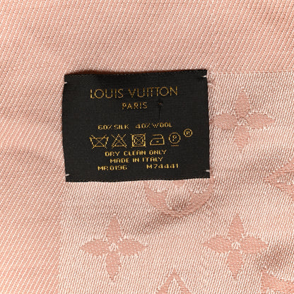 Louis Vuitton Silk Wool Monogram Denim Shawl Pink 3 of 4
