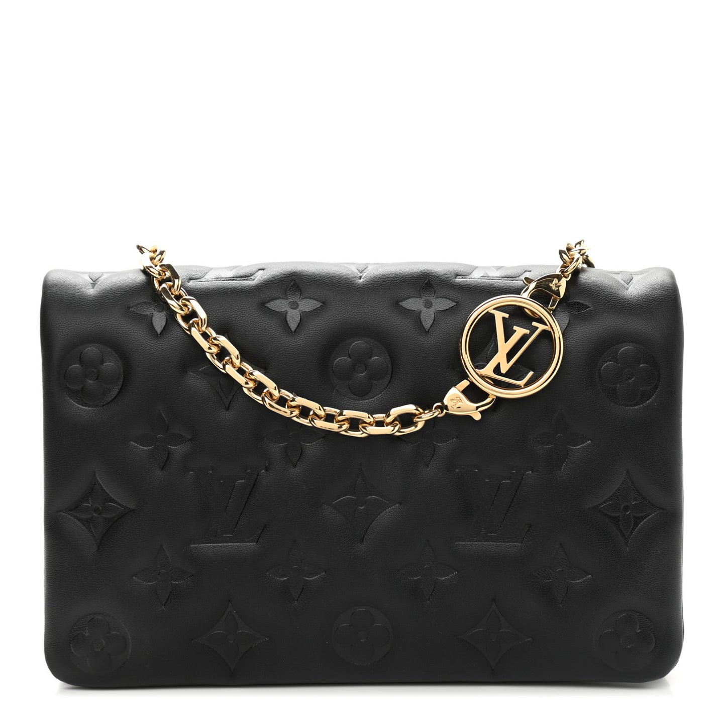 Lambskin Embossed Monogram Pochette Coussin Black