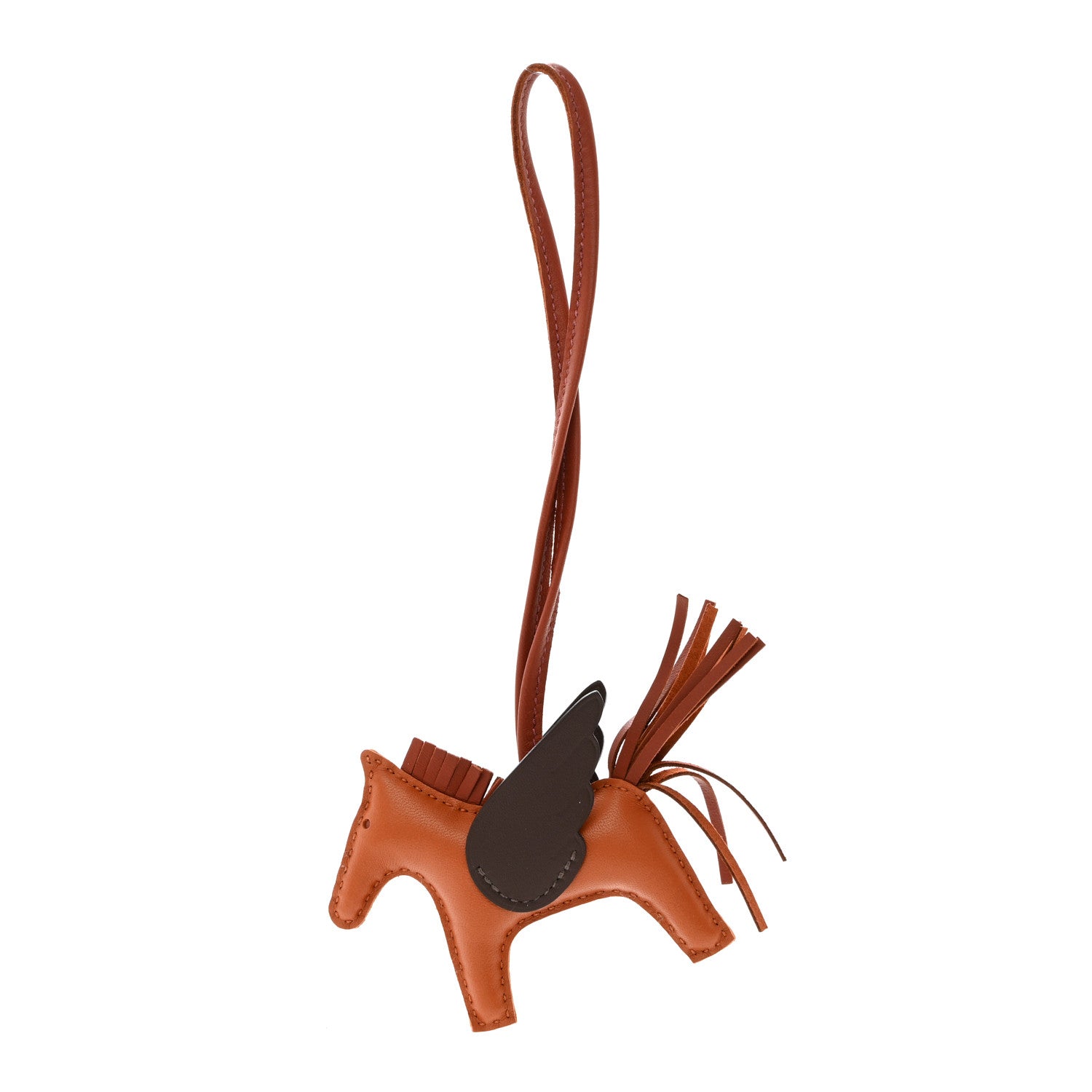 Hermes Milo Lambskin Grigri Rodeo Pegase Horse Bag Charm PM Pain D'epice Sienne Moka 1 of 4