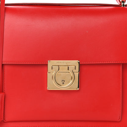 Salvatore Ferragamo Calfskin Gancio Lock Satchel Red 8 of 10