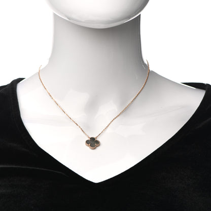 Van Cleef & Arpels 18K Rose Gold Gray Mother of Pearl Vintage Alhambra Pendant Necklace 2 of 7
