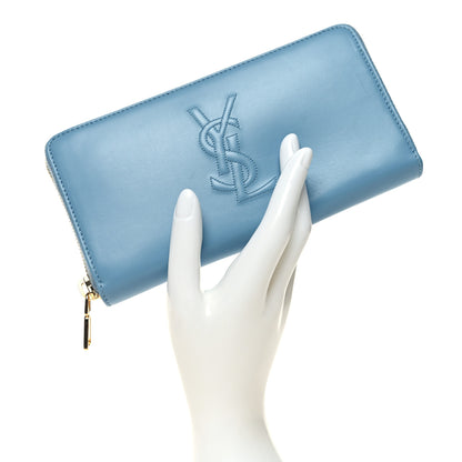 Saint Laurent Calfskin Belle De Jour Zip Around Wallet Blue 2 of 7