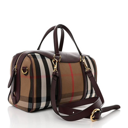 Burberry House Check Derby Calfskin Medium Alchester Bowling Bag Mahogany Red 3 of 12