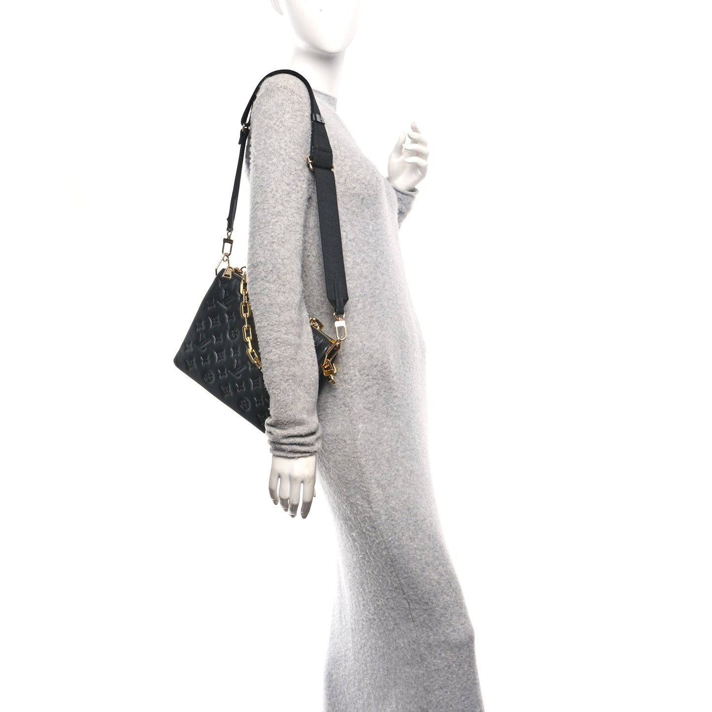 Lambskin Embossed Monogram Coussin PM Black