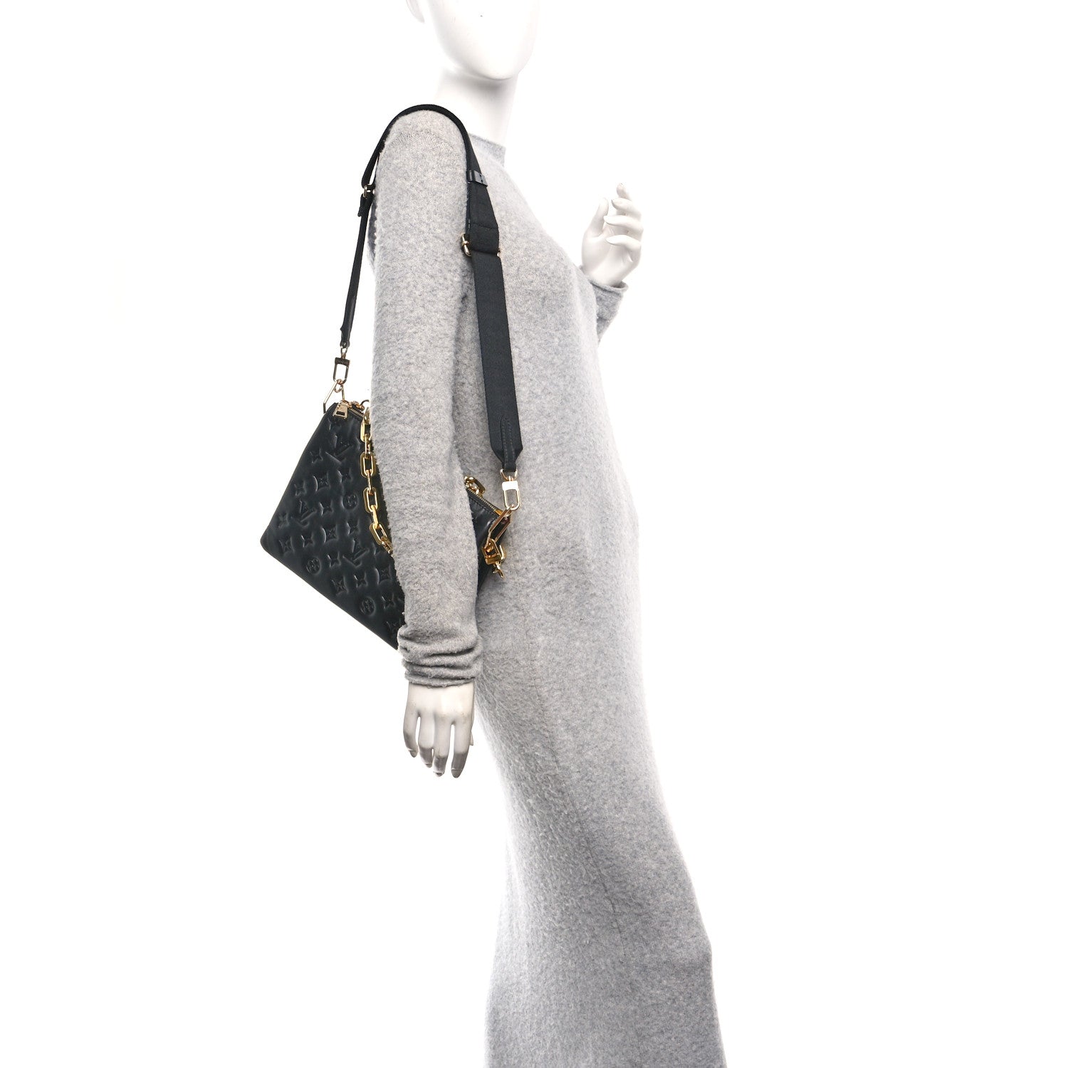 Louis Vuitton Lambskin Embossed Monogram Coussin PM Black 2 of 9