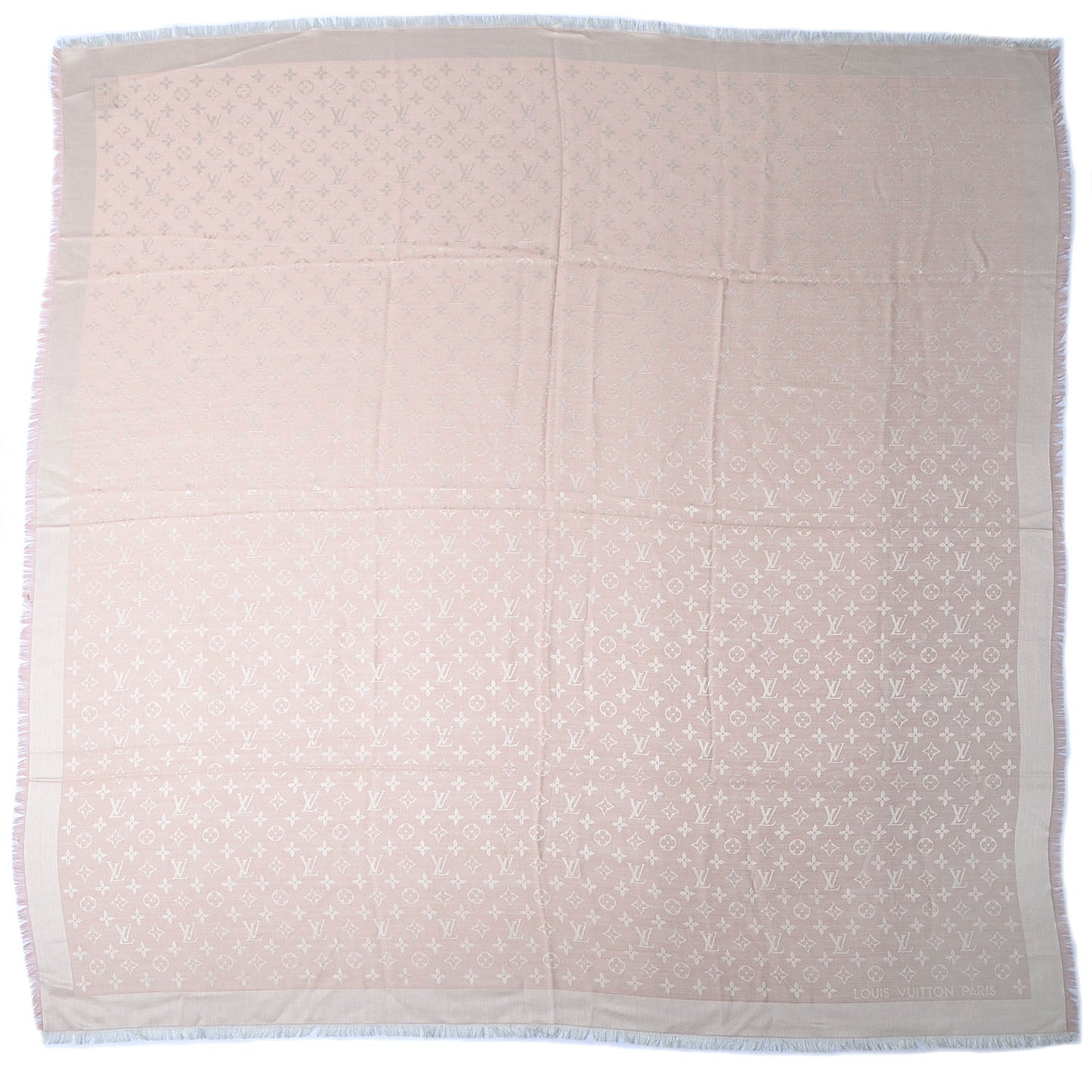 Silk Wool Monogram Denim Shawl Rose