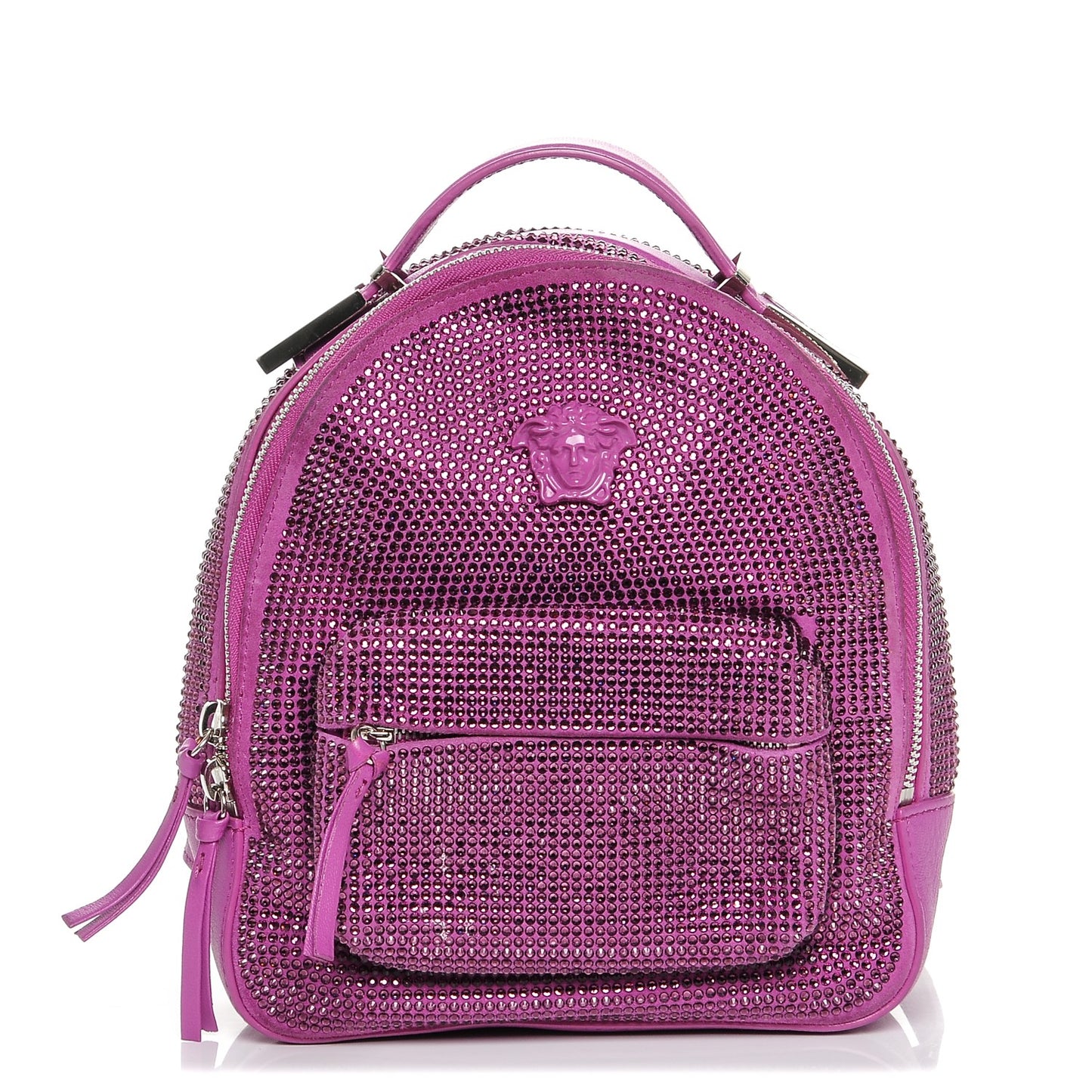 Calfskin Palazzo Crystal Medusa Backpack Pink