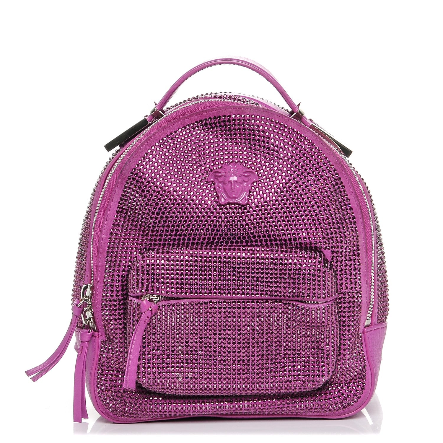 Versace Calfskin Palazzo Crystal Medusa Backpack Pink 1 of 7