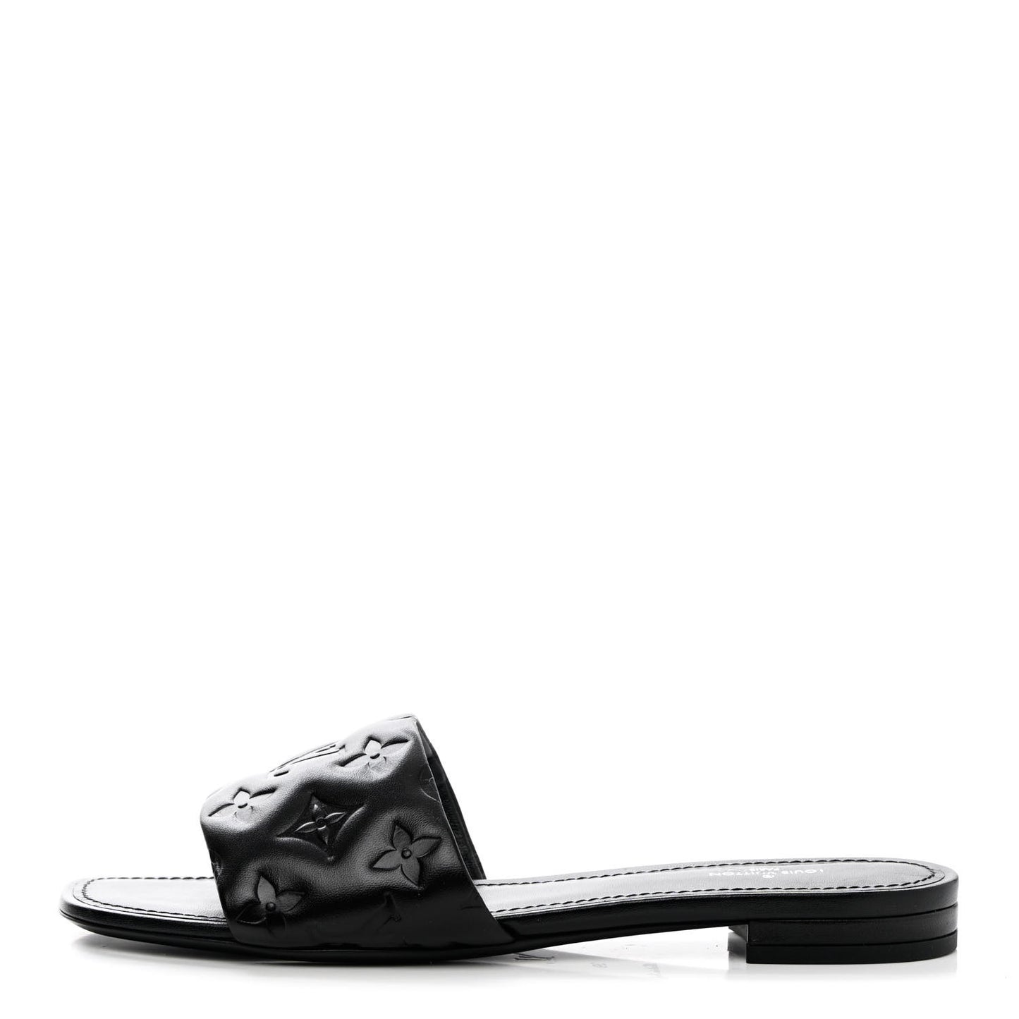 Lambskin Embossed Monogram Revival Flat Mules 39 Black